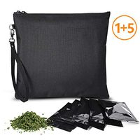 Smell Proof Bag,Dog Tested Durable Smell Proof Bag with 5 Reusable Sealed Baggies Bag 11x10 inches, No Smell Combination Pouch Stores Herbs Spices Rolling Paper Vape Accessories for Herbs Coffee Tea