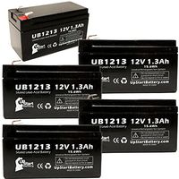 5 Pack Replacement for Werker WKA12-1.3F Battery - Replacement UB1213 Universal Sealed Lead Acid Battery (12V, 1.3Ah, 1300mAh, F1 Terminal, AGM, SLA) - Includes Two F1 to F2 Terminal Adapters