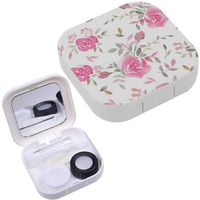 Portable Contact Lens Case Box Travel Kit Mirror + Bottle + Tweezers Container Holder [ Watercolor ]