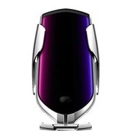 LFOEwpp7 Car Wireless Charger Holder, Automatic Clamping Smart IR Sensor Car Mount Phone Wireless Charger Holder Rack Silver