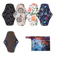 5 Cloth Menstrual Pads 1 Wet Bag M Panty Liners Reusable Washable (Solar System, M Panty Liners)