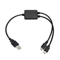 USB 2.0 Male Splitter Cable, Poyiccot USB 2.0 Male to Type C Male and Micro USB Male Y Splitter 2 in 1 Charging Cable- Black (40cm/1.3ft)