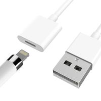 Aprilday Compatible iPad Pro Pencil Charging Adapter Cable Charger Adapter for iPad Pro 12.9 [Flexible Durable] iPad Pro Pencil Connector,Female to Male USB Adapter Extension Cable-3.3ft White