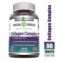 Amazing Formulas - Collagen Complex Dietary Supplement – 1000 Mg- 90 Tablets (Non-GMO,Gluten Free) - Promotes a Healthier Digestive System, Healthy Skin and Joints*