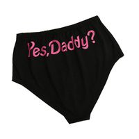Lethez Women Funny Letter YES,Daddy? Lingerie G-String Briefs Underwear Panties Thongs Knickers (XL, Black)