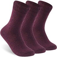 Facool Mens Womens Non-Binding Socks, Cotton Extra-Wide Winter Warm Ankle Diabetic Socks with Seamless Toe Cushion Sole 3 Pairs X-Large Black/Red
