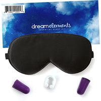 Dream Elements Sleep Mask -- 100% Pure Mulberry Silk Eye Mask - with Foam Ear Plugs & Anti Snoring Nose Clip - For Men & Women - Great for Travel - Hypoallergenic Mask