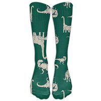 LJB Unisex Green Dinosaur Knee High Long Socks Athletic Sports Tube Stockings For Running,Football,Soccer
