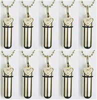 Family Set of TEN Silver OPEN HEART CREMATION URNS - Includes 10 Velvet Pouches, 10 Ball-Chains, Fill Kit - Made in the USA