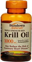 Sundown Naturals Krill Oil 1000 mg Softgels Triple Strength Red 60 Soft Gels (Pack of 3)