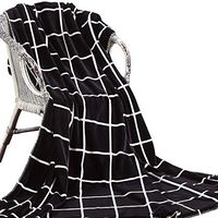 Theoylos Flannel Throw Blankets Super Soft with Black and White Stripe Bed Blankets Shaggy Warm Sofa Throws