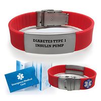 Diabetes Type 1 Insulin Pump Medical Alert ID Bracelet for Men and Women