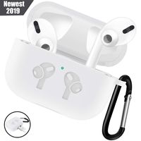 WAAILU Protective Cover Compatible with AirPods Pro Case, Case with Keychain for AirPods 3 Charging Case - 2019 Release Visible Front LED Shock-Absorbing Soft Slim Silicone Case Skin - White