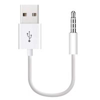 Boost+ for iPod Shuffle Cable, 3.5mm Male Jack to USB Power Charger Sync Data Transfer Cord 10.5CM Replacement Cable Compatible for iPod Shuffle 3rd | 4th | 5th Gen MP3/MP4 Case, White