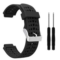 HWHMH 1PC Replacement Silicone Bands With 2PCS Pin Removal Tools For Garmin Forerunner 220/230/235/620/630 (No Tracker, Replacement Bands Only) (Pure color: Black)