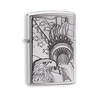 Zippo Something Patriotic Emblem Brushed Chrome Lighter