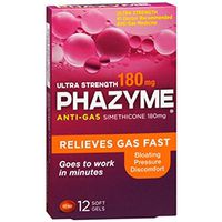 Phazyme Ultra Strength 180mg Anti-gas Simethicone Softgels, 12 Count (Pack of 2)