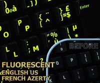 Glowing Fluorescent French AZERTY - English Keyboard Stickers