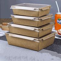 AXZHYX Bowl Disposable Kraft Paper Box Sushi Box Salad Takeaway Lunch Box Party Picnic Tableware [100 Packs] Hotel Tableware Home Noodles Boiled Fish Soup Bowl (Color : L)