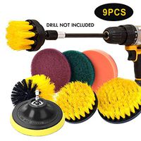 JOQINEER Drill Brush Scrub Pads 9Piece Power Scrubber Cleaning Kit - All Purpose Cleaner Scrubbing Cordless Drill for Cleaning Pool Tile, Sinks, Bathtub, Brick, Ceramic, Marble, Auto, Boat (9Pcs)