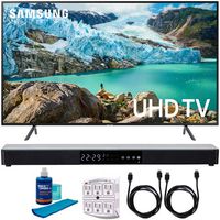 Samsung 43" RU7100 LED Smart 4K UHD TV 2019 Model (UN43RU7100FXZA) with Screen Cleaner for LED TVs, SurgePro 6-Outlet Surge Adapter, 2X HDMI Cable & Home Theater 31" Soundbar