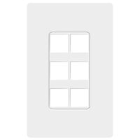 TOPGREENER 6 Port Keystone Jack RJ45 Screwless Wall Plate, Cat7 Cat6 Cat5 Compatible, Size 1-Gang 4.69" x 2.93", Ports .60" x 50", Polycarbonate Thermoplastic, SI8876, White
