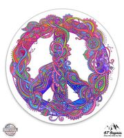 GT Graphics Paisley Peace Sign - 8" Vinyl Sticker - for Car Laptop I-Pad - Waterproof Decal