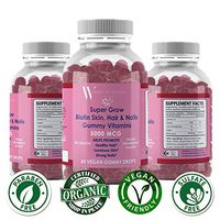 Super Grow Biotin Skin, Hair & Nails Gummy Vitamins - Vegan Strawberry Flavor Men & Women Multivitamins Supplements