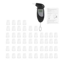 Alcohol Tester, Digital LCD Screen Alcohol Breath Tester Portable Keychain Breath Analyzer, Black (50pcs Mouthpiece)