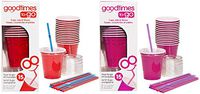 Goodtimes 9oz Kids Cups To-Go Kits With Lids And Straws (30, 1 Red and 1 Pink)
