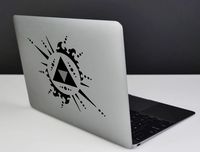 The Legend of Zelda Triforce Logo V2 for Macbook laptop die-cut vinyl decal sticker (Black, Mac with Reflective Apple)