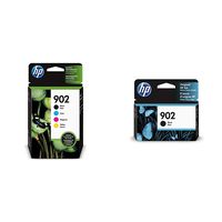 HP 902 Black, Cyan, Magenta & Yellow Ink Cartridges, 4 Cartridges (T6L98AN, T6L86AN, T6L90AN, T6L94AN) & 902 Black Ink Cartridge (T6L98AN)