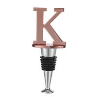 Wine and Beverage Bottle Stopper With Rose Gold Finish, K-Initial (Letter K)