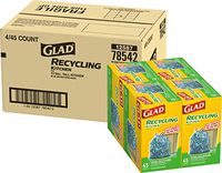 Glad Tall Kitchen Drawstring Recycling Bags - 13 Gallon Blue Trash Bag - 45 Count - 4 Box/Case (78542)
