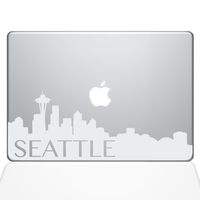 The Decal Guru Seattle Skyline Decal Vinyl Sticker, 15" MacBook Pro (2015 & Older Models), White (2331-MAC-15P-W)