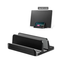 Vertical Laptop Stand, Adjustable Aluminum Desktop Stand for All MacBook, HP, Surface, Dell, Chromebook, Wireless Keyboard, Gaming Laptops (up to 17.3 inch), with iPad Holder, Black