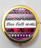 BlackKey Have Faith in Me 3-Compartment Decorative Pocket Gift Box Case Organizer for Pill, Color 2 -860