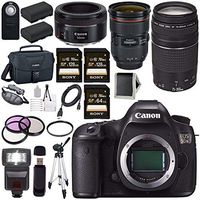 Canon EOS 5DS 5D S DSLR Camera + EF 24-70mm f/2.8L II USM Lens + Canon EF 75-300mm f/4-5.6 III Telephoto Zoom Lens + Canon EF 50mm f/1.8 STM Lens + LPE-6 Lithium Ion Battery Bundle 16