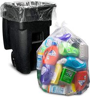 95-96 Gallon Clear Trash Bags, (25 Count w/Ties) Large Clear Plastic Garbage Bags, 61"W x 68"H.
