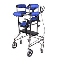 Walkers Lxn Standing Walk Stand Walk Aid/Stand Frame with Seat Wheel Rehabilitation Device Folding Height Adjustable Old Man Lower Limb Blue Six Wheel with Seat Plate