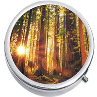 Forest Trees Sun Medicine Vitamin Compact Pill Box