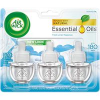 Air Wick plug in Scented Oil 3 Refills, Fresh Linen, (3x0.67oz), Same familiar smell of fresh laundry, New look, Packaging May Vary, Essential Oils, Air Freshener