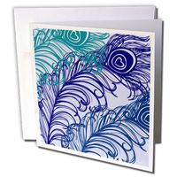 3dRose Pretty Peacock Feathers Birds Art Greeting Cards, Set of 12 (gc_63647_2)