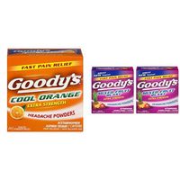 Goody's Extra Strength Fast Pain Relief Powder, 24 Count, Variety Flavor 3 Pack (1 Cool Orange and 2 Mixed Fruit Flavor Packs)