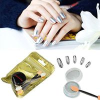 Ecurson Women Mirror Powder Effect Chrome Nails Pigment Gel Polish DIY with Nail Powder Application Brush