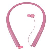 Bluetooth Headphones, ThreeMay Wireless Neckband Headset with Retractable Earbuds Sports Sweatproof Noise Cancelling Stereo Earphones with Mic-Pink