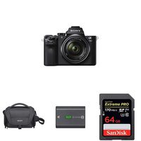Sony Alpha a7IIK Mirrorless Digital Camera with 28-70mm Lens with SanDisk 64GB Extreme PRO SDXC UHS-I Card and LCSU21 Soft Carrying Case & Rechargeable Battery Pack