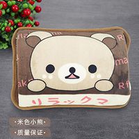 Rechargeable hot Water Bottle Soft Cartoon Double Plug Charging hot Water Bottle Fashion Hand Warmers Warm Handbag, do not Remove Beige Bear