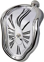 Melting Clock Creative Retro Salvador Dali Watch Melting Clock Twisted Clock for Home Office Table Desk Corner Decoration, Silver