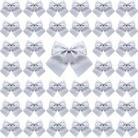 Sumind 72 Pack Mini Christmas Tree Bows 6 cm Ribbon Bows Ornaments for Christmas Tree Hanging Decoration (Silver)